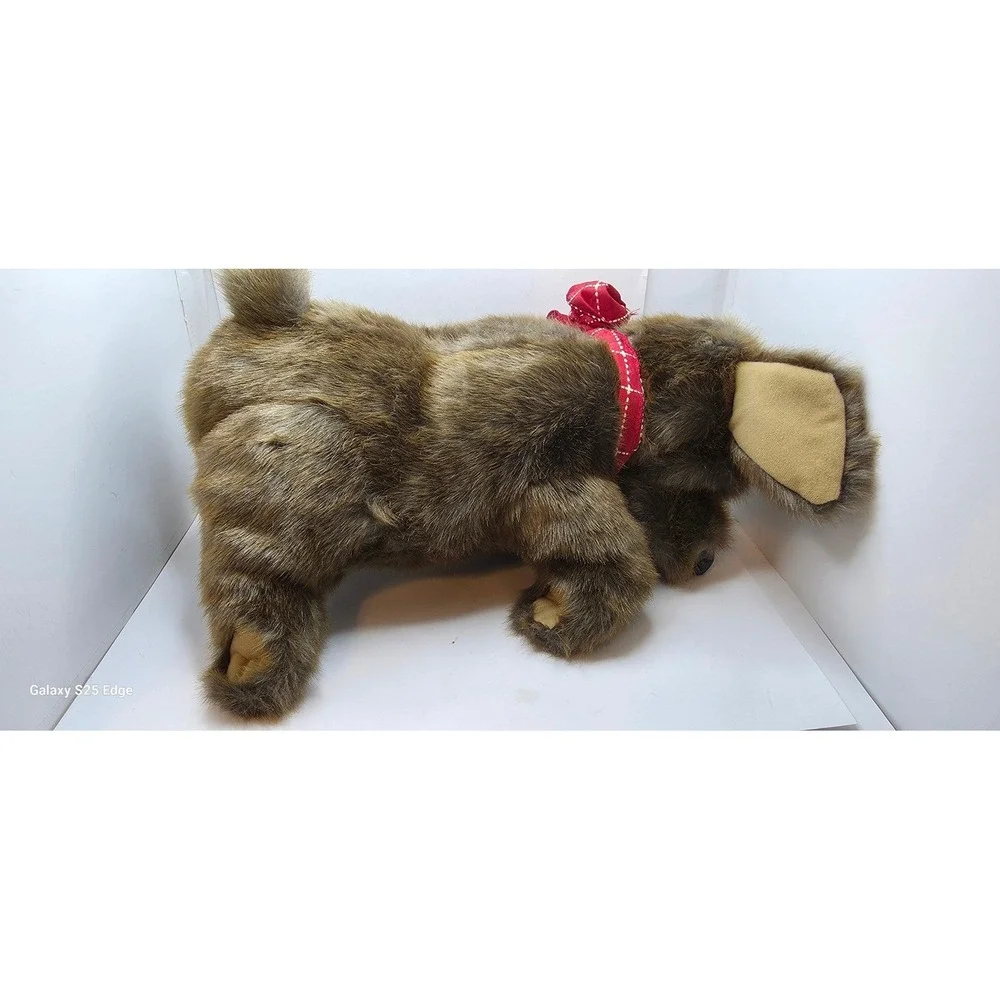 Folkmanis Sitting Dog Puppet Brindle Brown Plush Hand Puppet 21-YM-005 NWT
